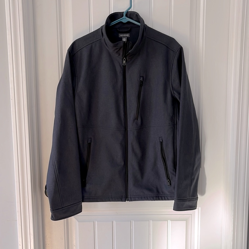 Men’s large dark blue/grey Van Heusen jacket.